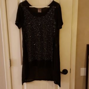 Vocal short sleeve black bling top